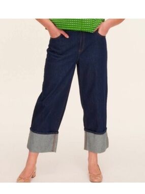 NWT Kate Spade X Target Dark Wash Cropped Rolled Cuff Wide Leg Jeans Size 16